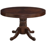 RAM Game Room 48" solid wood game table with pedestal base and padded vinyl top, cappuccino.