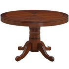 RAM Game Room 48" Game Table - Chestnut with a pedestal base and four curved legs.
