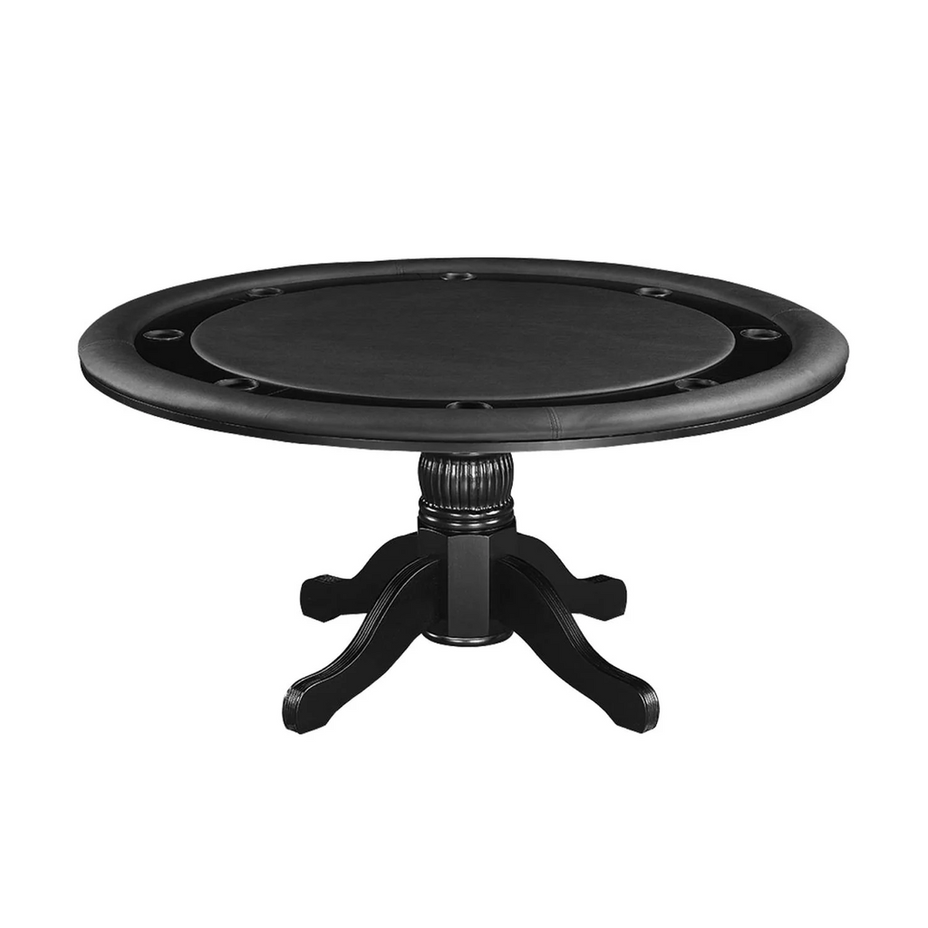 RAM Game Room 60" 2 In 1 Game Table in black with a sturdy pedestal and curved legs.