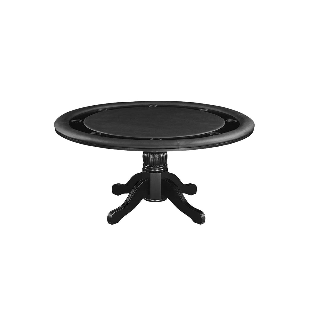 RAM Game Room 60" 2-in-1 black game table with padded vinyl and cup holders on wood base.