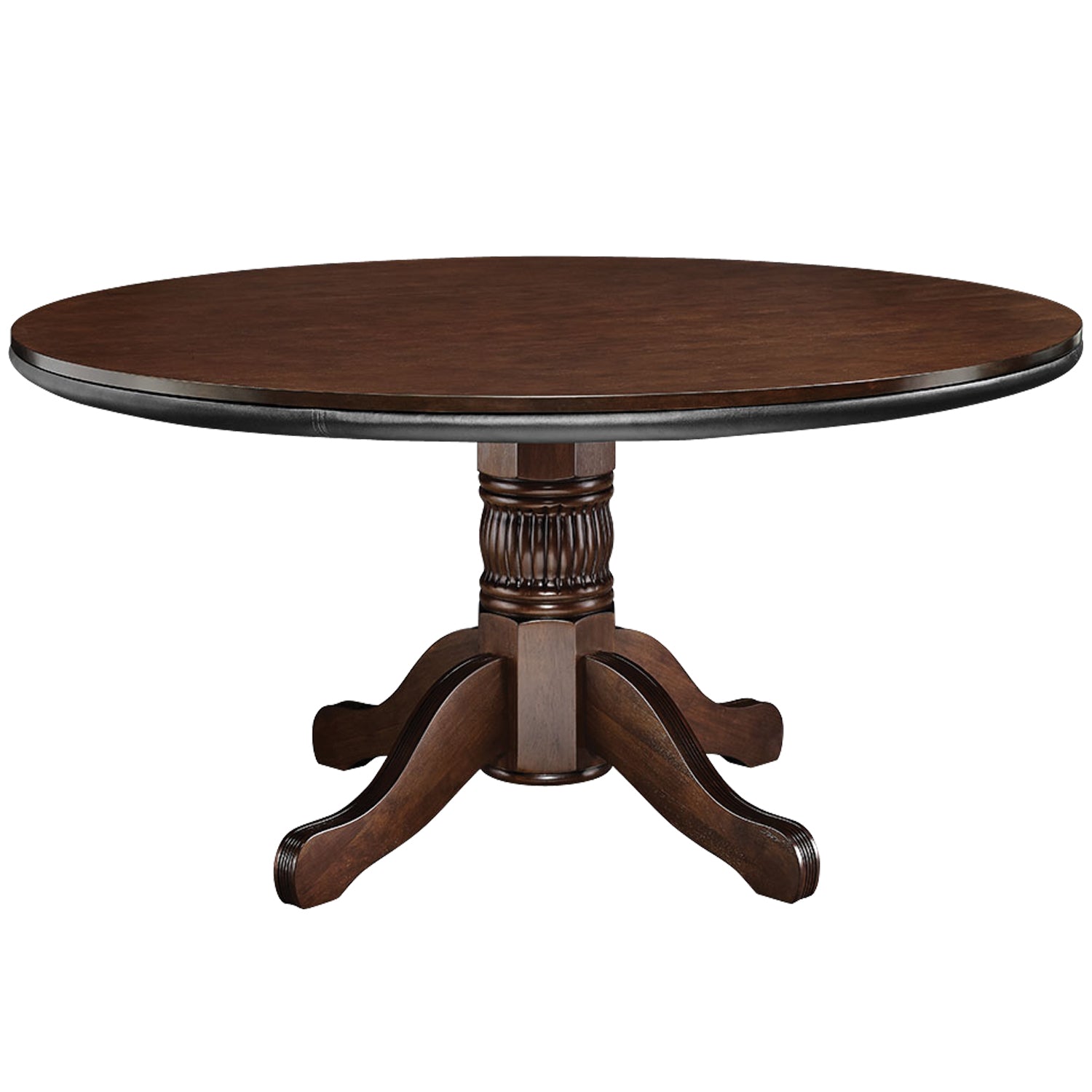 RAM Game Room 60" 2 In 1 Game Table in cappuccino with sturdy pedestal and curved legs.