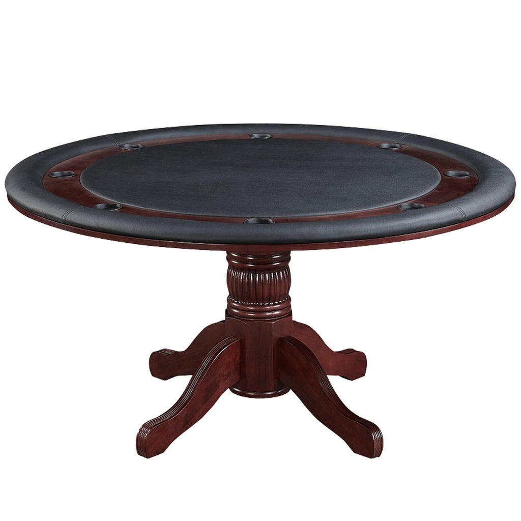 RAM Game Room 60" 2-in-1 table: solid wood, padded edge, cup holders, pedestal base.