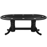 RAM Game Room 84" Texas Hold'em table in black with cup holders and pedestal legs.