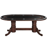 RAM Game Room 84" Texas Hold'em Table in cappuccino with black felt and cup holders.