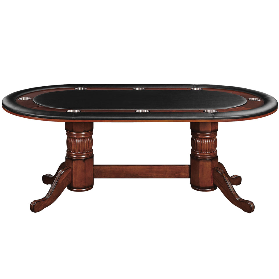 RAM Game Room 84" Texas Hold'em Table in Chestnut with padded surface and removable cup holders.