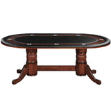 RAM Game Room 84" Texas Hold'em Table in Chestnut with padded surface and removable cup holders.
