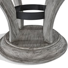 Brunswick Billiards Centennial Game Table in Rustic Grey with curved base and black metal ring.