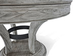 Close-up of the Brunswick Billiards Centennial Game Table base in Rustic Grey with curved legs.