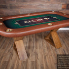 BBO The Helmsley Poker Table with Dining Top by BBO Poker Tables: oval, brown trim, green felt.
