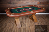 BBO The Helmsley Poker Table with Dining Top by BBO Poker Tables: oval, brown trim, green felt.