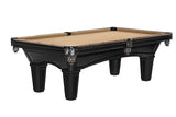 Brunswick Billiards Glenwood 7' Slate Pool Table in Matt Black with tan felt and decor pockets.