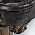 Close-up of a Brunswick Billiards Glenwood 7' Slate Pool Table in Coffee with tapered legs.