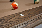 Brunswick Glenwood 7' Slate Pool Table in Coffee with billiard balls and diamond marker on rail.