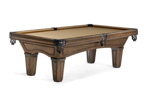 Brunswick Glenwood 7' Slate Pool Table in Coffee, solid wood with tan felt and black corners.