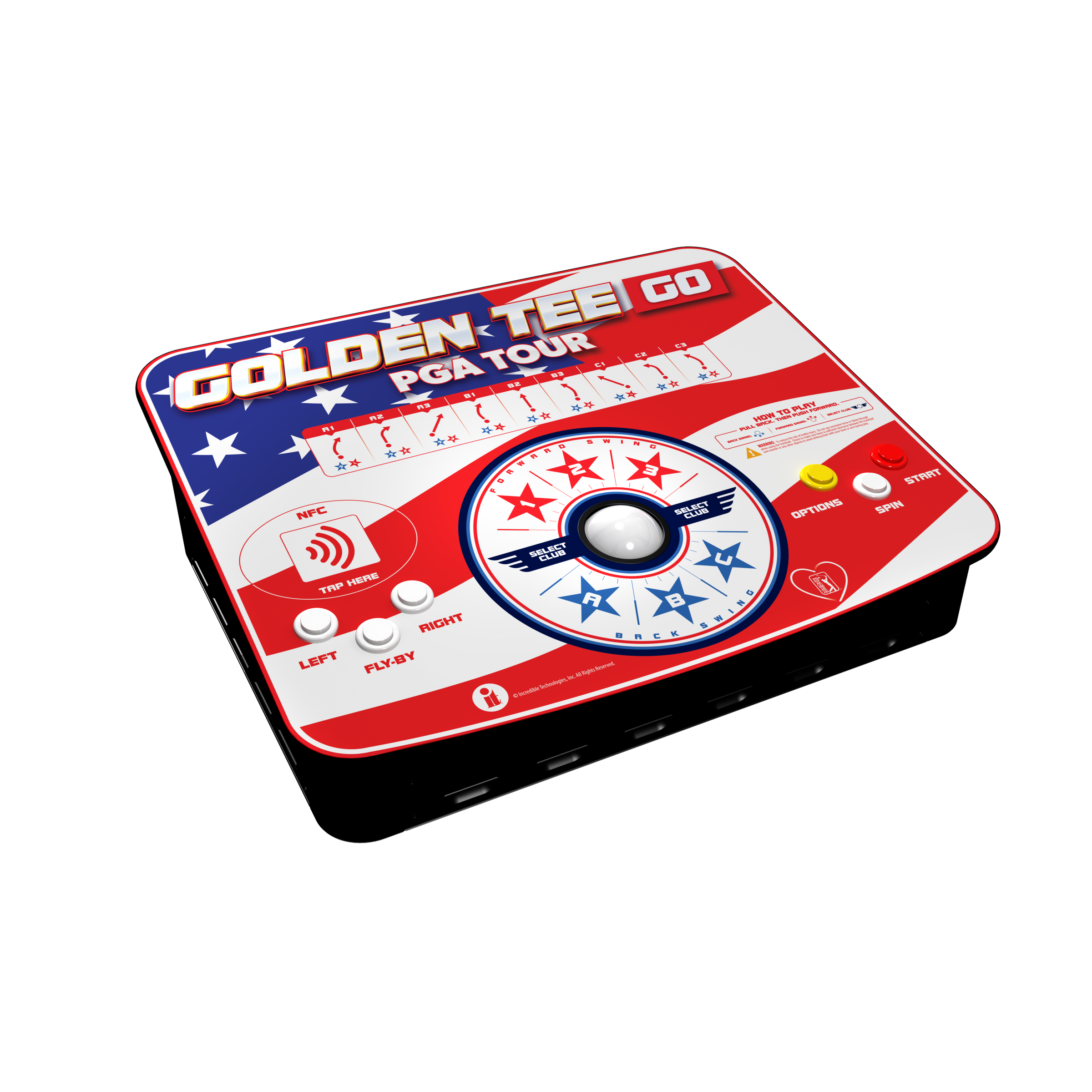 Incredible Technologies Golden Tee GO PGA TOUR: Stars and Stripes Limited Edition arcade controller.