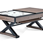 Brunswick Billiards Premier Air Hockey Table with dining top and X-shaped legs for versatility.