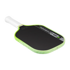 Pickleball paddle with green and black design on a white background