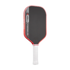 Pickleball paddle with red and black design on a white background