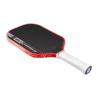 Pickleball paddle with red and black design on a white background
