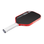 Red and black pickleball paddle on a white background