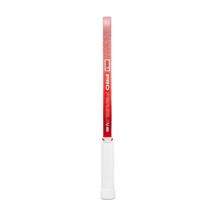 Red and white golf club grip on a white background