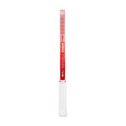 Red and white golf club grip on a white background