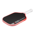 Pickleball paddle with red and black design on a white background