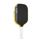 Black and yellow pickleball paddle on a white background