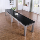 Playcraft Monaco 12' Shuffleboard Table with metal legs in a bright room with wood flooring.