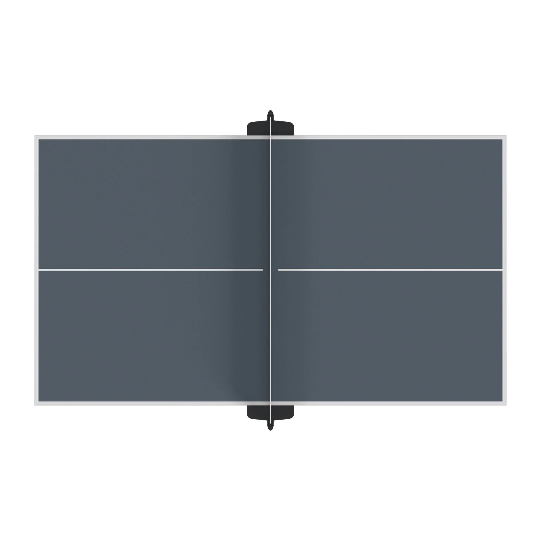 Overhead view of Kettler Pro Indoor 15 Table folded with net, for true bounce performance.