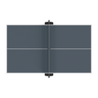 Overhead view of Kettler Pro Indoor 15 Table folded with net, for true bounce performance.