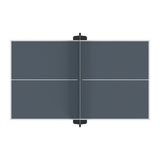 Overhead view of Kettler Pro Indoor 15 Table folded with net, for true bounce performance.