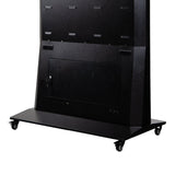 The LEDScopic 75" 4K kiosk has a lockable back panel and four caster wheels.