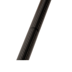 A close-up of a black carbon fiber rod or pole segment with a visible woven carbon pattern, isolated on a white background.