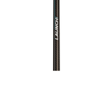 A close-up vertical view of a black carbon-fiber textured shaft with white and blue 'LAUNCH' branding on a plain white background.