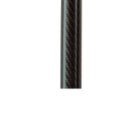 A close-up of a carbon fiber tube with a black and dark gray woven pattern and a thin light blue stripe running down the center, set against a solid white background.