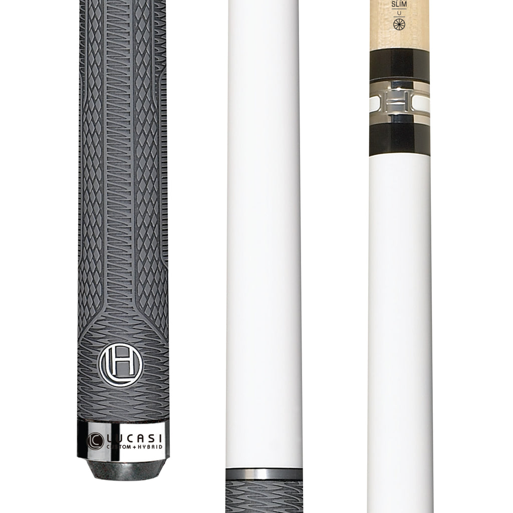 Lucasi Hybrid® LHT87 cue: black grip, low deflection shaft, Kamui Pro Soft Tip.