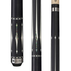Lucasi Lux® LUX59 Pool Cue: black with white diamond inlays, abalone, and Uni-Loc shaft.
