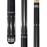Lucasi Lux® LUX59 Pool Cue: black with white diamond inlays, abalone, and Uni-Loc shaft.