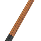 Close-up of a Lucasi Lux® LUX60 cue with textured black grip and matte Zebrawood shaft.