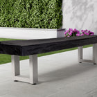 An American Heritage Lanai 12' Shuffleboard Table in Pearl White sits poolside near the patio.