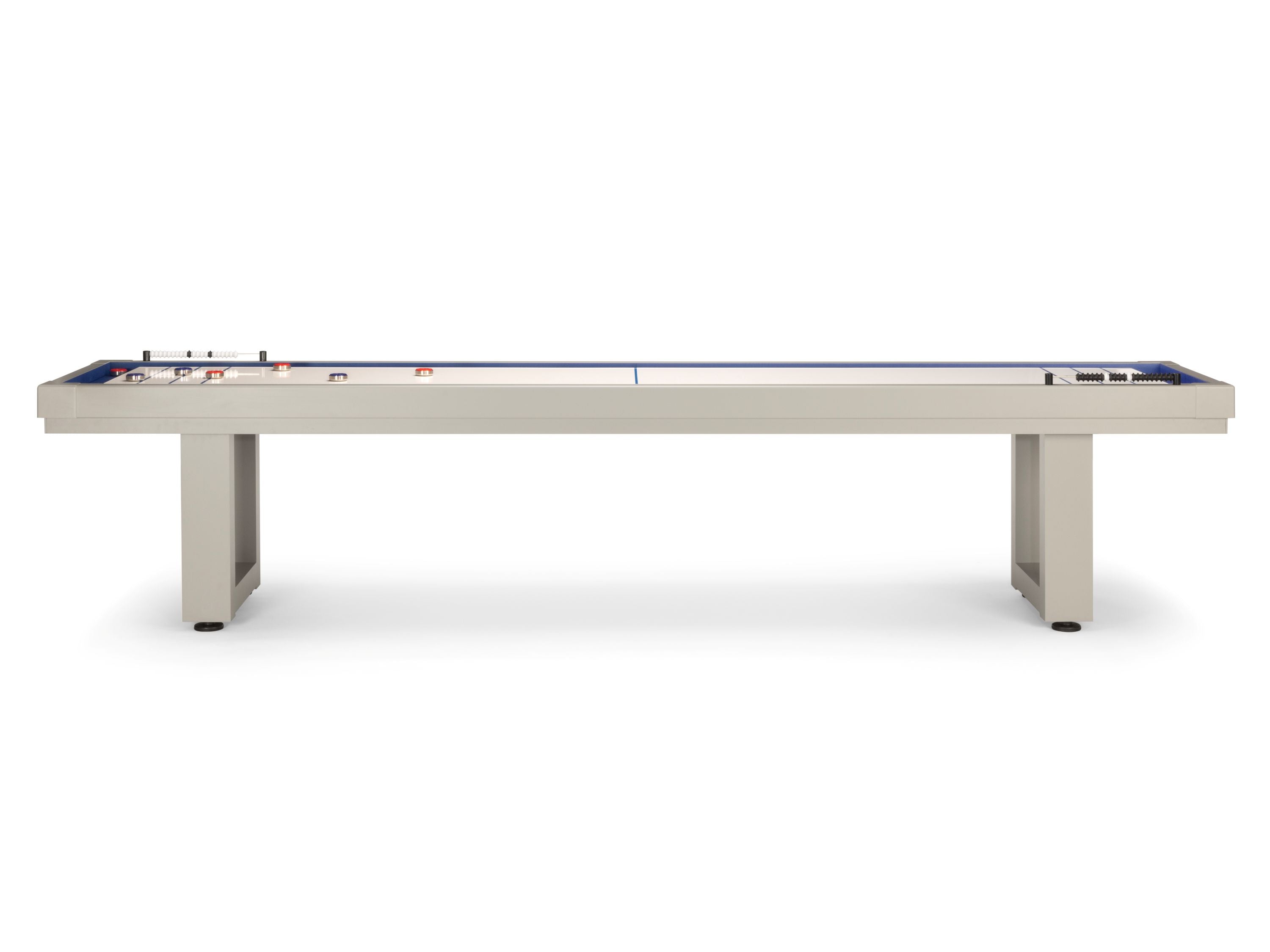 American Heritage Lanai 12' Shuffleboard Table in Oyster Grey on a white background.