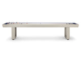American Heritage Lanai 12' Shuffleboard Table in Oyster Grey on a white background.