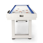 American Heritage Lanai 12' Pearl White outdoor shuffleboard table with pucks.