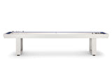 American Heritage Lanai 12' Outdoor Shuffleboard Table in Pearl White, all-weather aluminum.