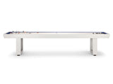 American Heritage Lanai 9' Outdoor Shuffleboard Table in Pearl White with scoring ends.