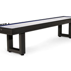 American Heritage Lanai 9' Outdoor Shuffleboard Table in Obsidian Black with scoring beads left.