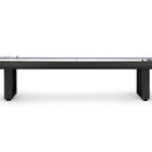 American Heritage Lanai 12' Outdoor Shuffleboard in Obsidian Black, front view.