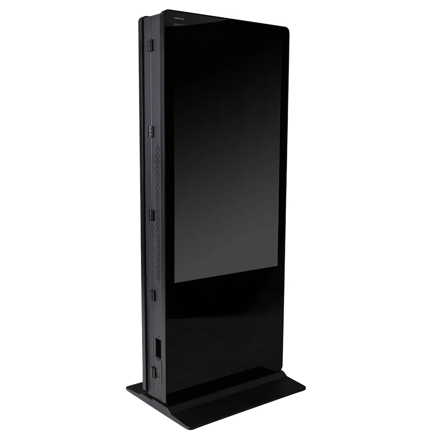 LEDScopic DOUBLE SCREEN 4K USB DIGITAL KIOSK, black, 55", on a rectangular base.