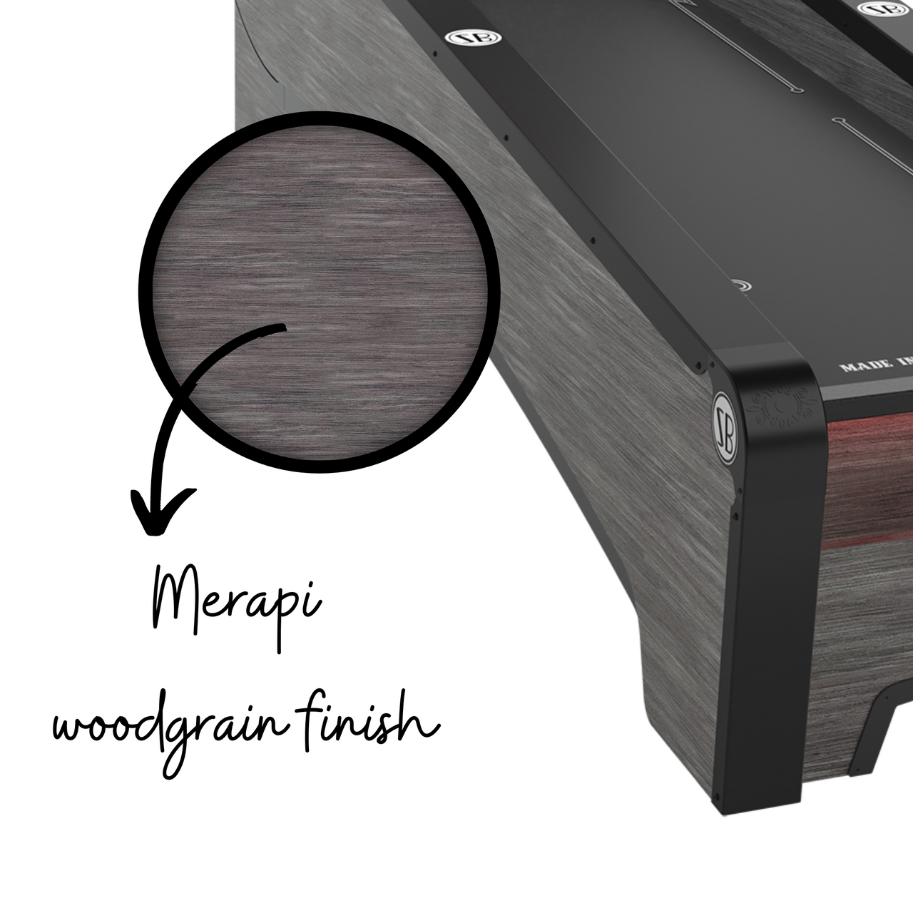 Merapi woodgrain finish and close-up detail.
